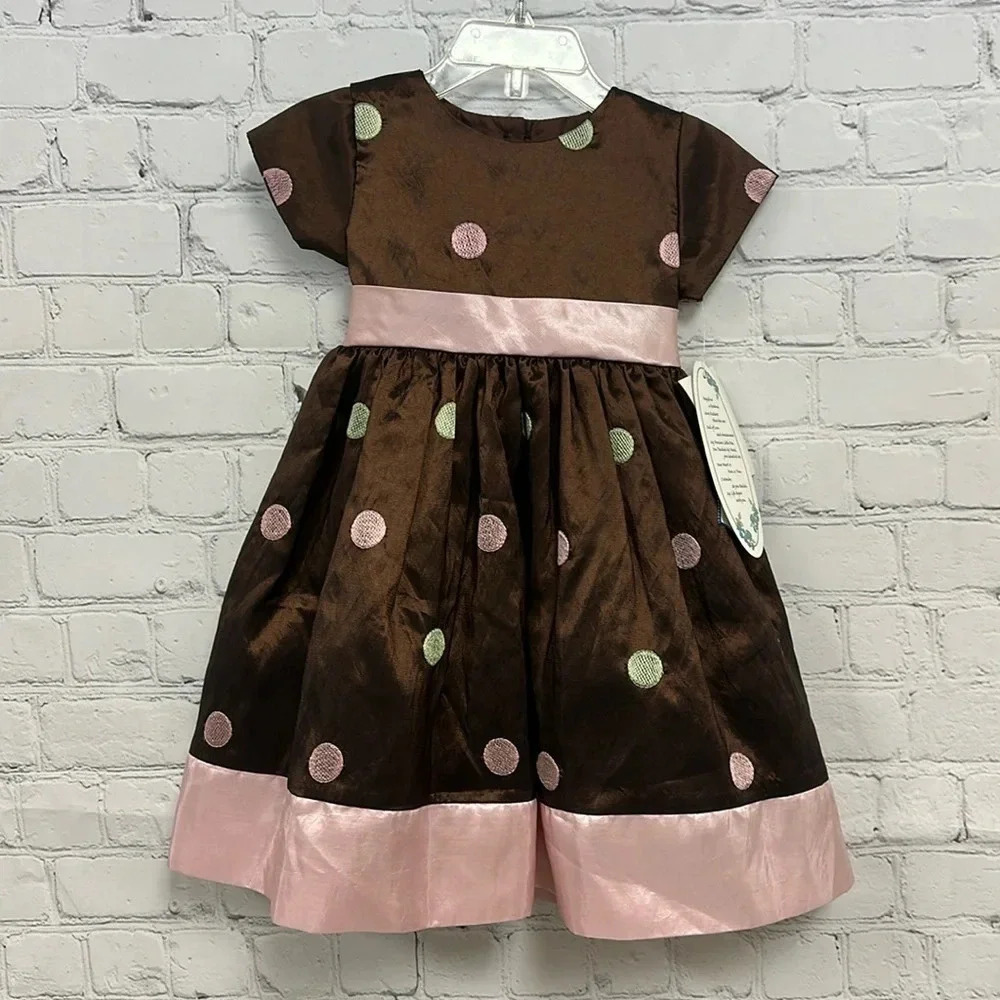 Sweet Pea & Lilli heirloom Collection brown and pink Dress NWT 18-24M